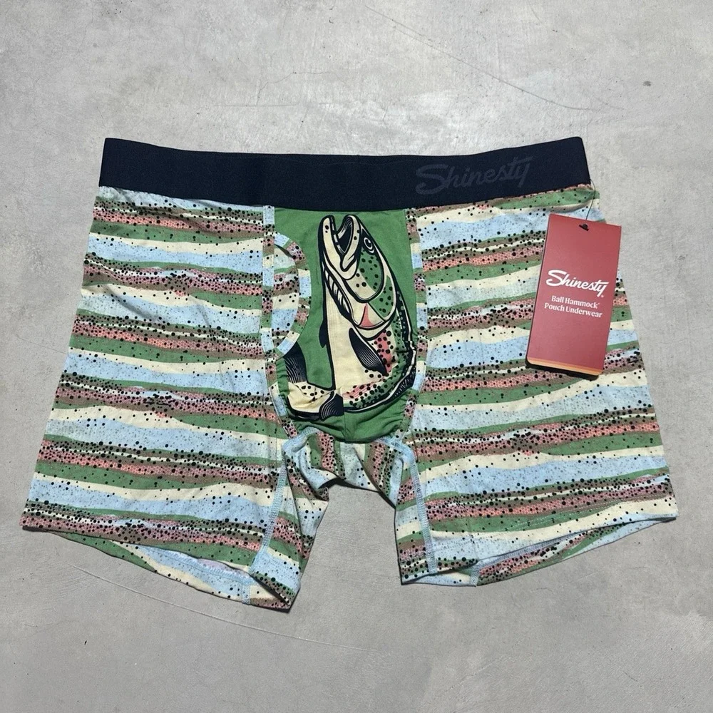 Shinesty Ball Hammock Boxers Men's SZ Medium Trout Fishing Fish Ball Pouch NEW
